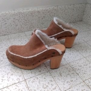 UGG platform sheepskin clogs